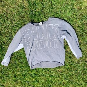 PINK victoria’s secret grey hoodie with stripes